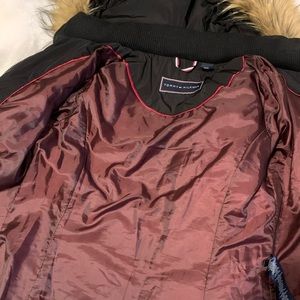 Tommy Hilfiger Long Puffer Faux Fur Trim Hood Coat